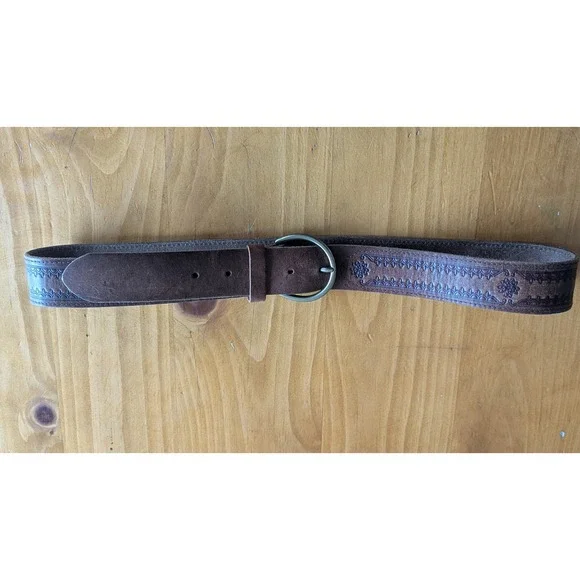 Arizona Jean Company Brown Embossed Leather Belt Large - Picture 3 of 6